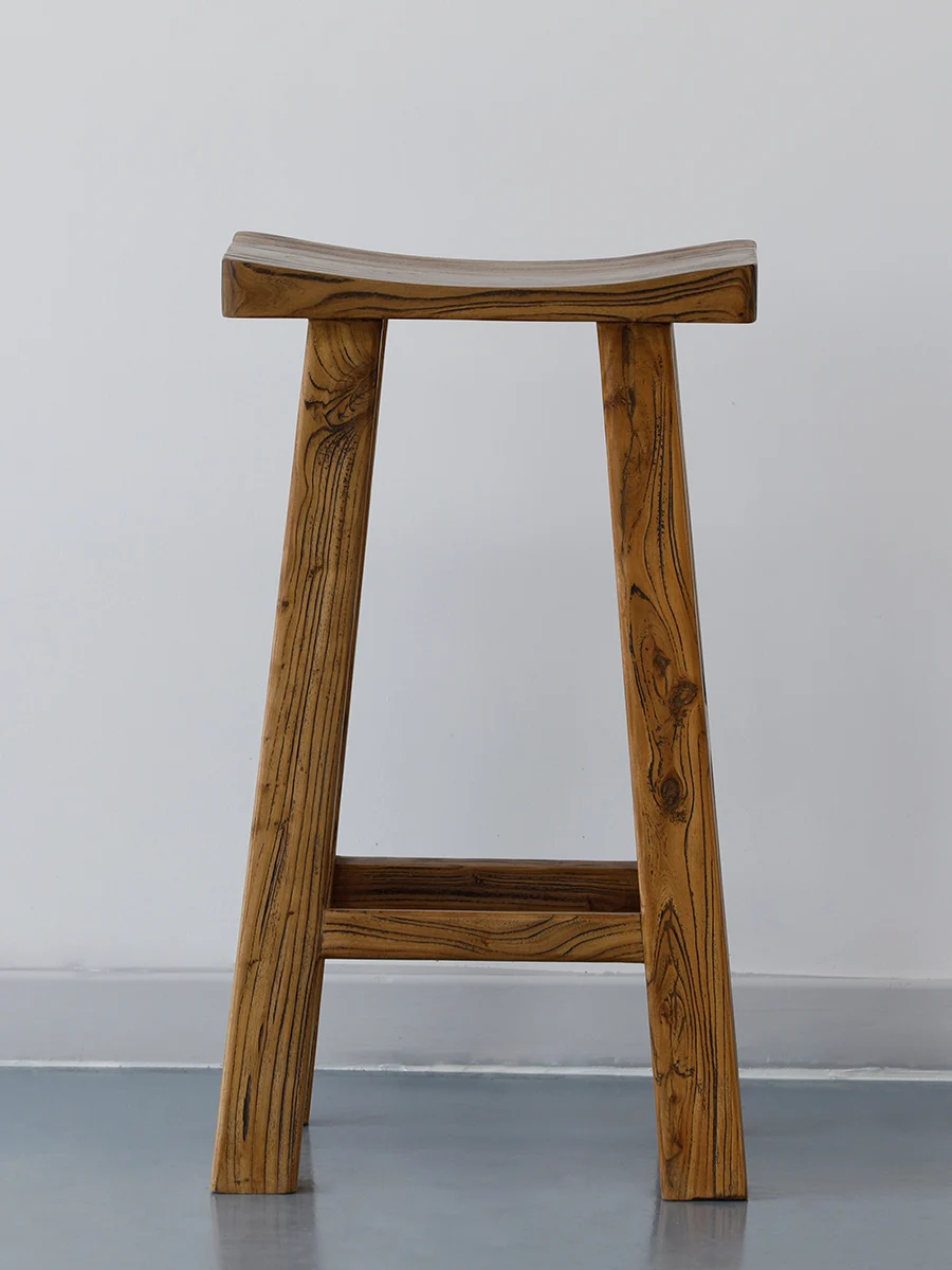 Taburete alto de madera hecho a mano, alce, estilo natural