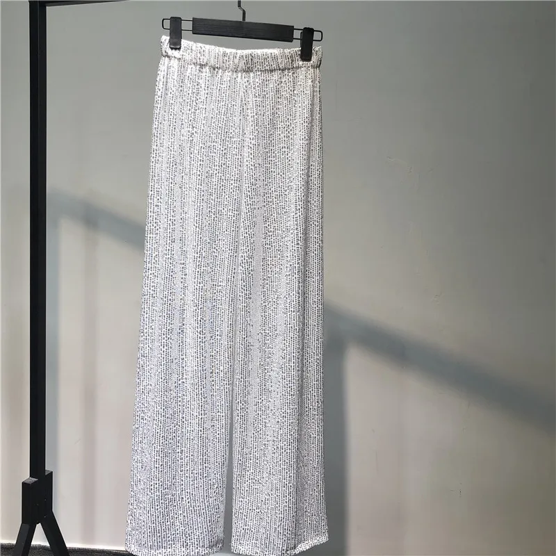 Sidaimi Silver Full Sequined 2022 Women Wide Leg Pant Elastic Waist Bling Luxury Chic Capris Casual Gold Long Pant Female Club