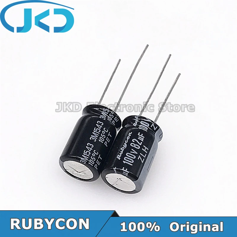 20pcs RUBYCON 82UF 100V 10*16mm 82UF100V 100V82UF 10x16mm Aluminum Electrolytic Capacitor 100% Original