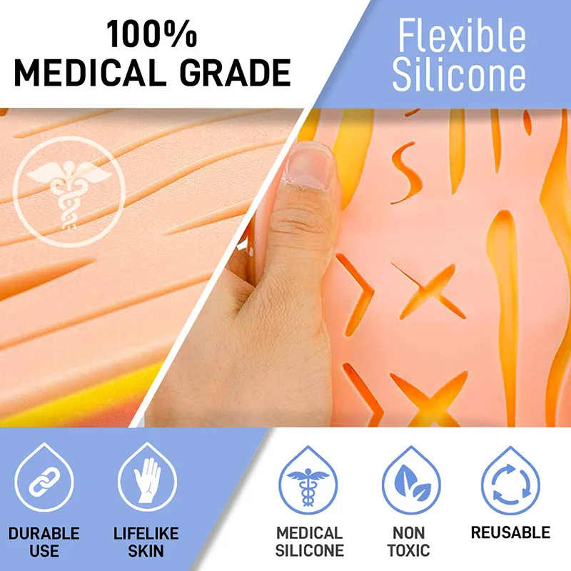 Medical Silicone skins Pad Skin Suture Incision Surgical Training Kit traumatic pistol Simulation Training Tool Parts