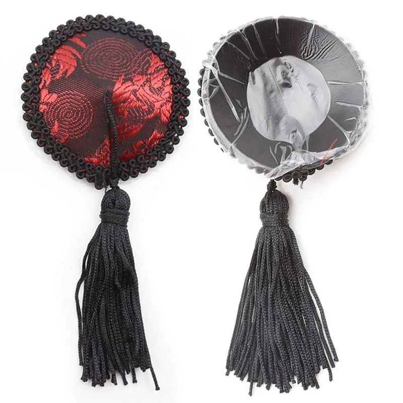

1 pair Sexy Lace Breast Sticker Silk Tassel Nipples Pasties Adhesive Nipple Bra Cover breast pasty