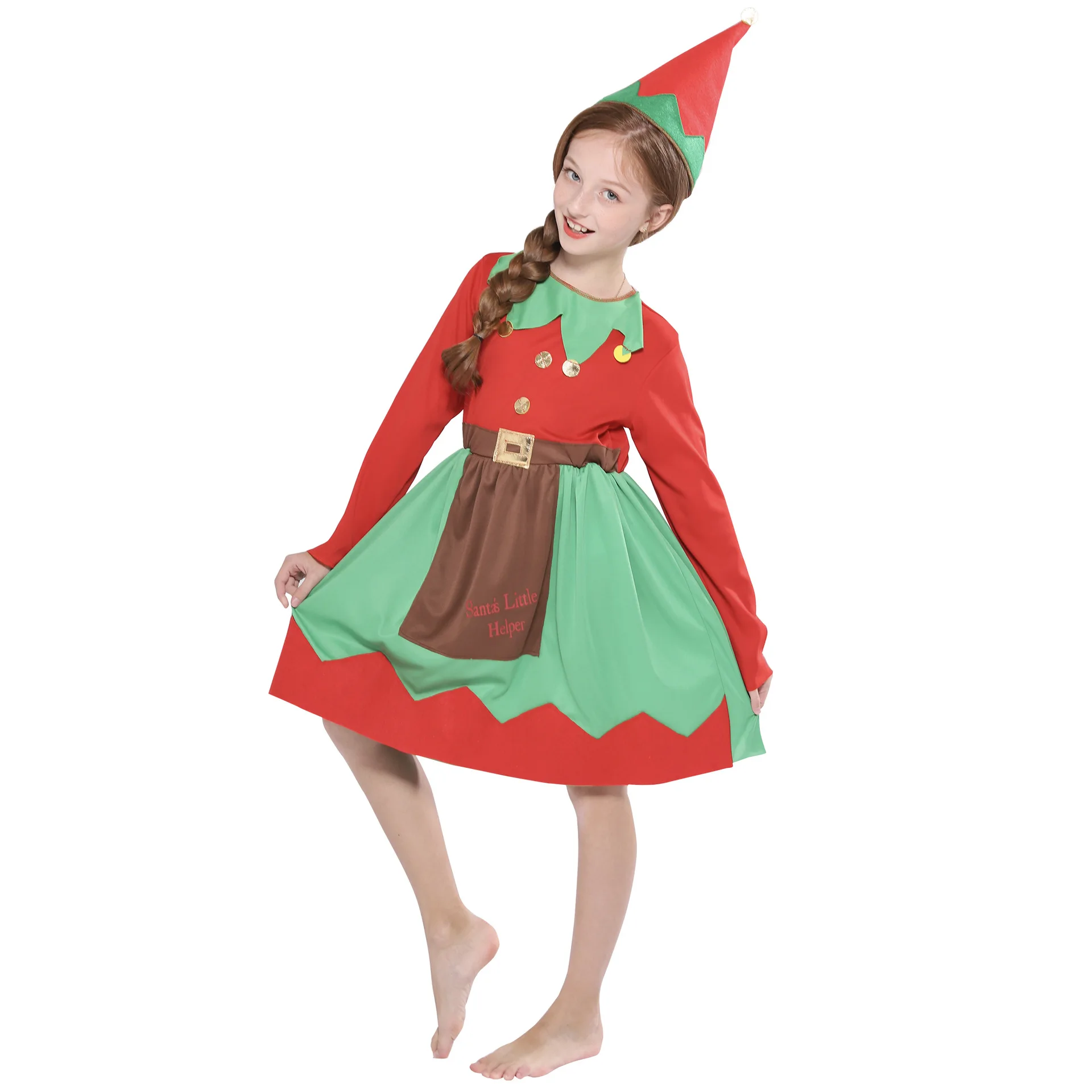 Christmas Stage Show Children Celebrate Christmas Gift Family Child Party Time Party Girl Elf Suits Stage Costumes Suit