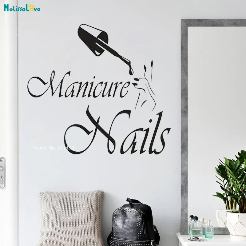 Manicure Nail Wall Sticker Beauty Salon Decals Decor Stylist Art New Polish Beautiful Woman Girls Self-adhesive Murals YT1713