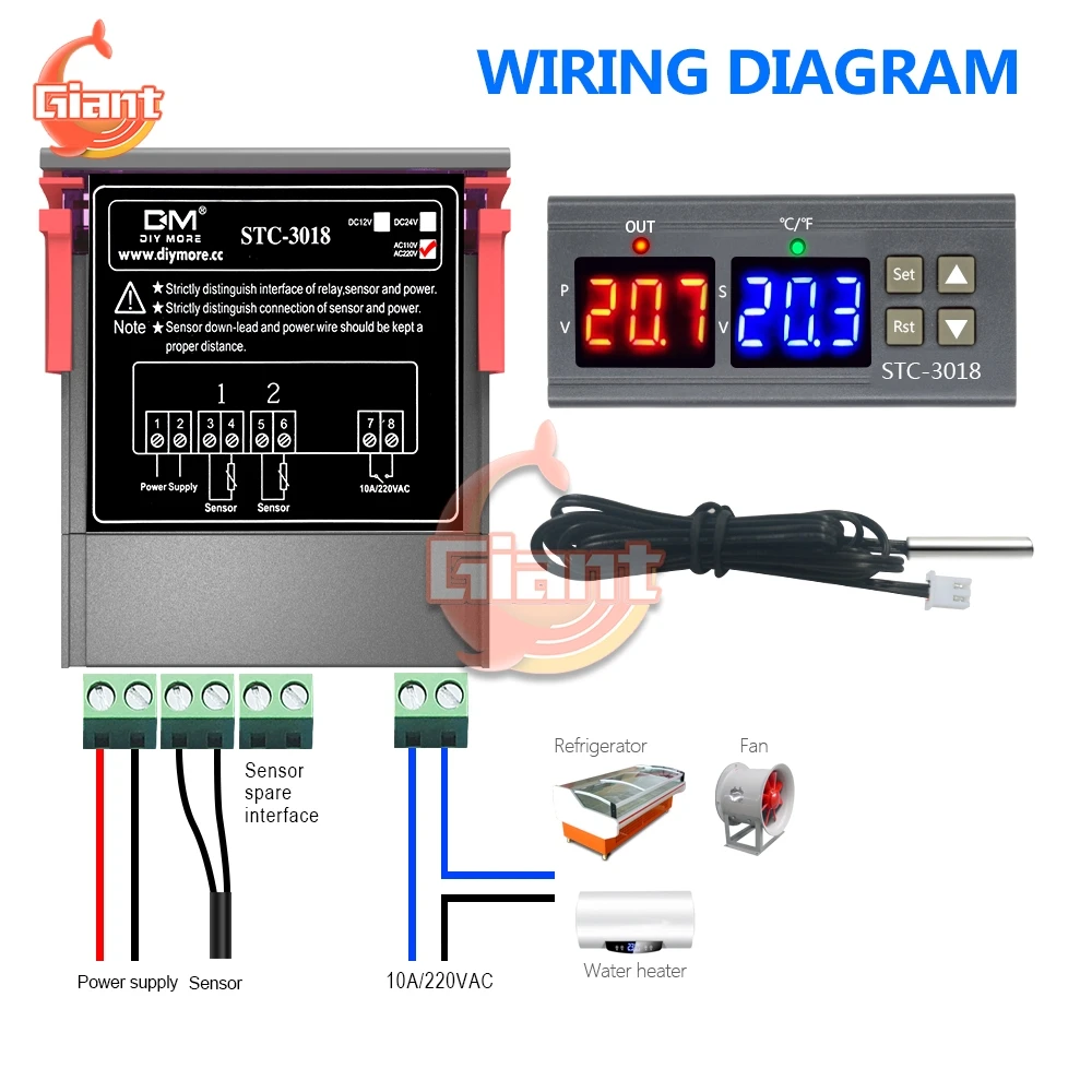 STC-1000 STC-3018 STC-3028 STC-3000 STC-3008 Digital Thermostat Thermometer Hygrometer Temperature Humidity Controller Regulator