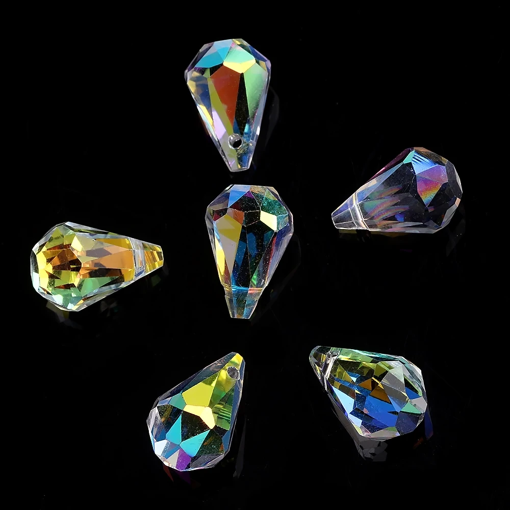 ZHUBI Shiny AB Austria Crystal Drop Pendant Charms Glass Teardrop Beads For DIY Making Jewelry Needlework Accessories Wholesale