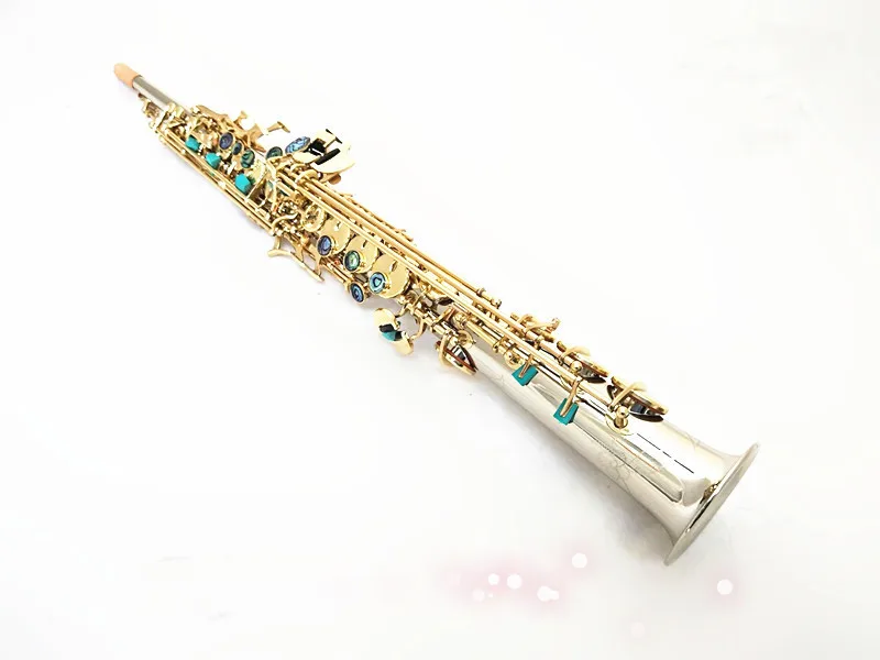 

SYLZKR Straight B flat Soprano Saxophone silver-plated Brass musical instruments with mouthpieces. Reeds professional play Free