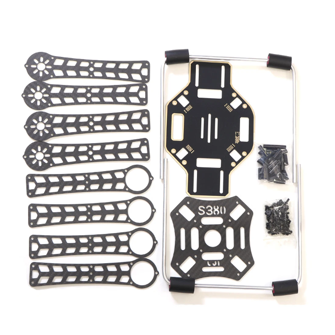 ShenStar 4-osiowy z włókna węglowego 380mm zestaw ze szkieletem nie rozmontowany stojak z aluminiowym zestaw do lądowania na 10 Cal śmigła DIY samolot Quadcopter