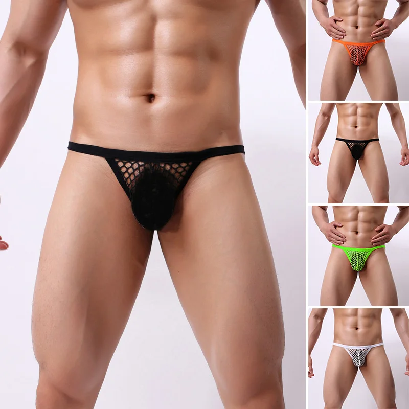 Men\'s Underwear Breathable Sexy Hollow Panties Plus Size Sex Lingerie Male Jockstrap Briefs G-String Thong Porno Intimates