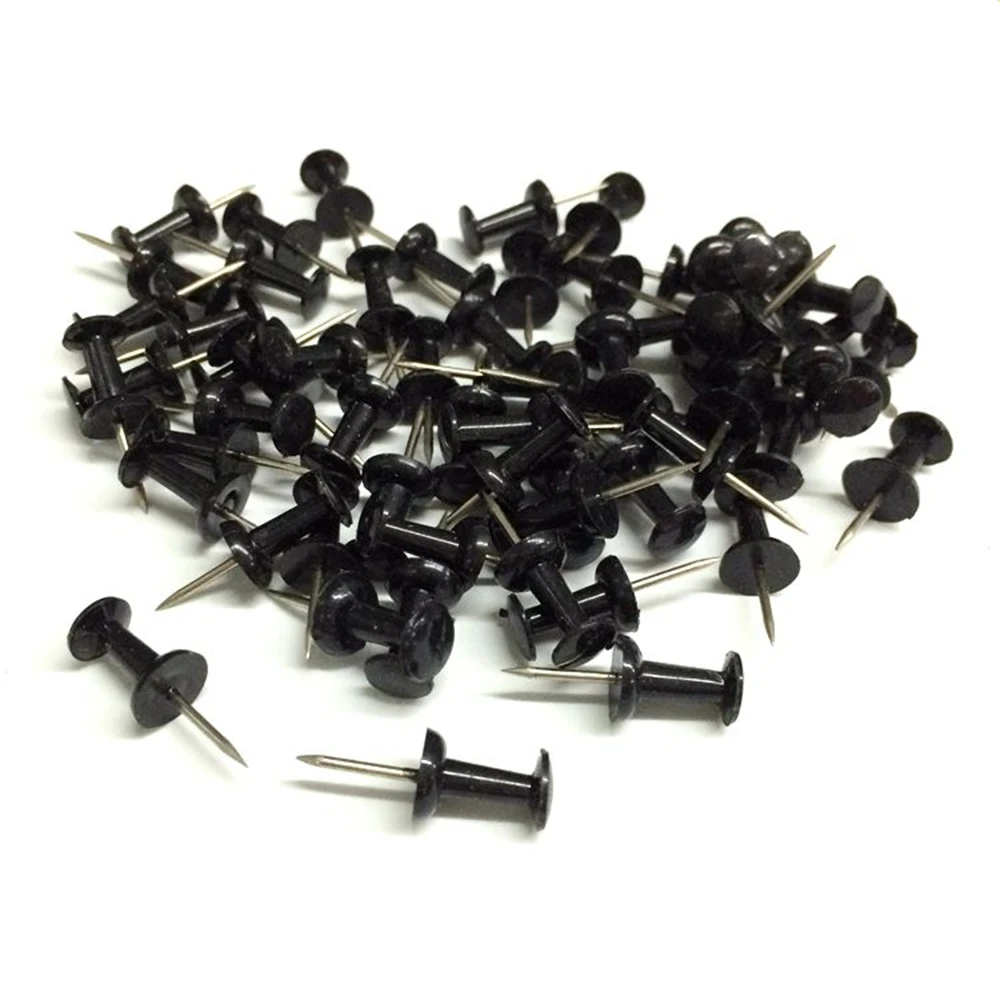 Alfileres de empuje de plástico negro, tablero de corcho de encuadernación de oficina, alfiler de color de seguridad, alfileres de aguja de cabeza