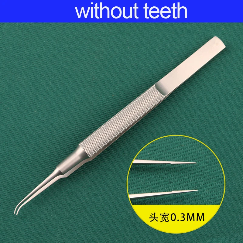 11cm Stainless Steel Micro Tweezers with round Handle Eyelid Tooth Platform Ophthalmic Surgical Instrument for Medical Use