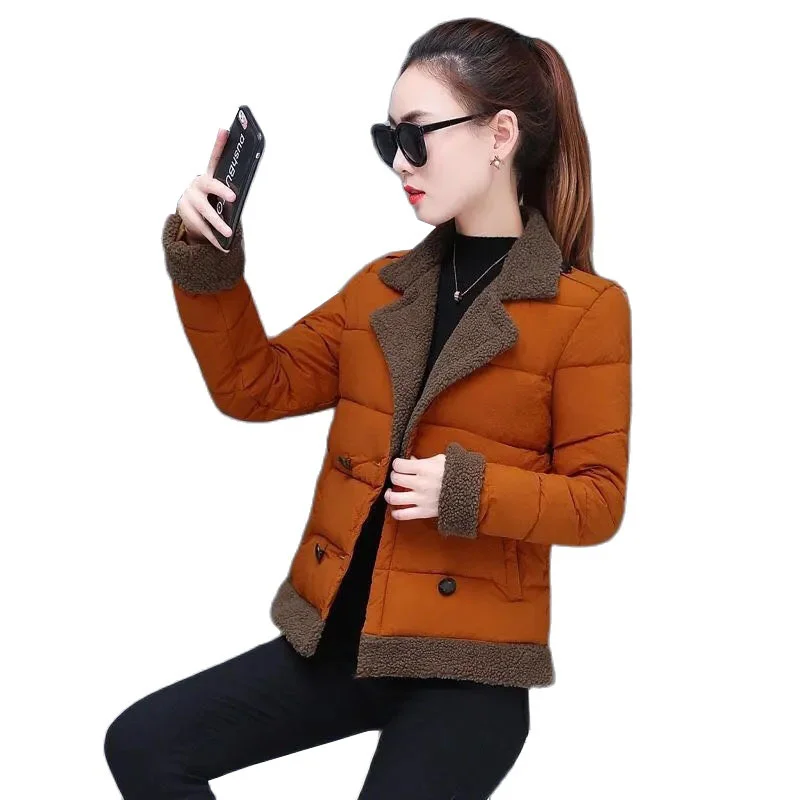 

Women Winter Jackets Coats NicePop Down Cotton Parkas Women Warm Outwear Faux Fur Collar Casual Short Coats Female Outerwear Top