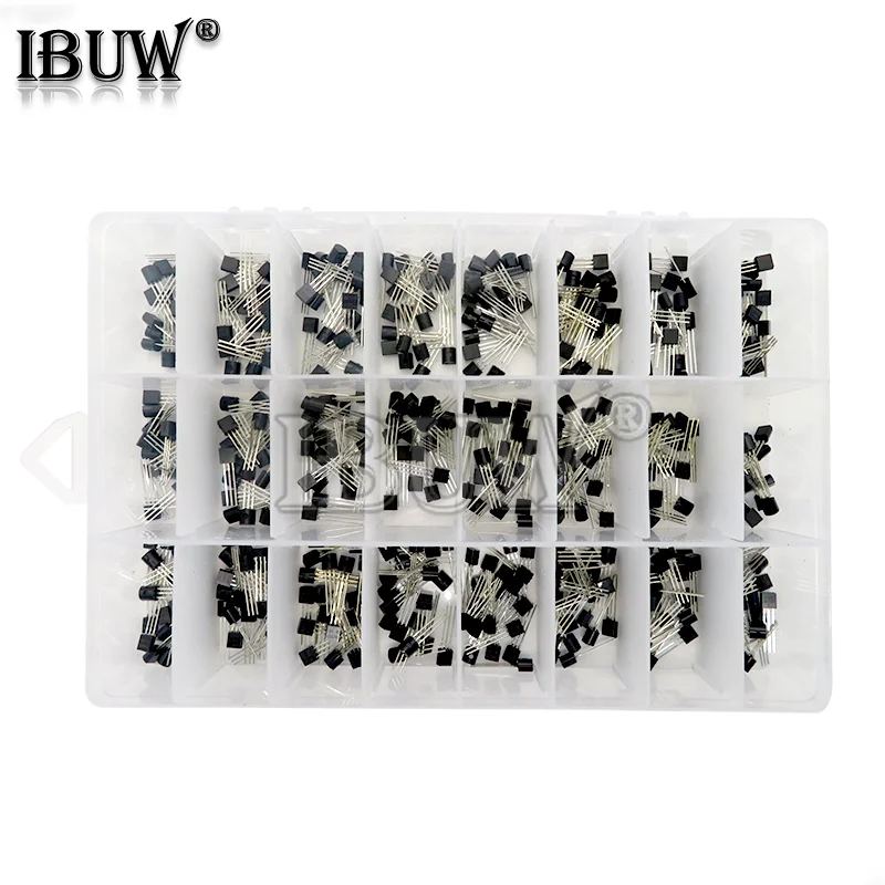 24Values TO-92 Transistor Assortment Assorted Kit BC327 BC337 BC517 BC547 BC548 BC549 2N2222 3906 3904 5401 5551 C945 1015