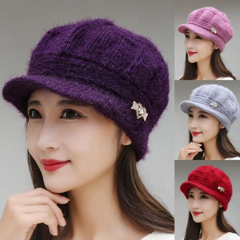 Peaked Hat All Match Autumn Winter Sun Pure Color Knitting Hat Peaked Cap Fashion Accessories