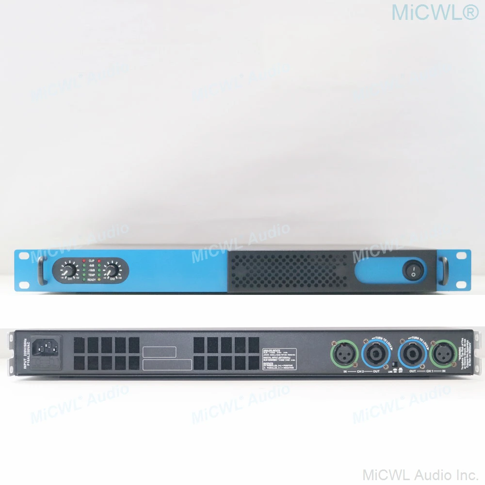 MICWL 4 Channel 8500 Watts Digital Power Amplifier 1U D-Class 4x850 Stage DJ Karaoke AMP High Power Blue Orange