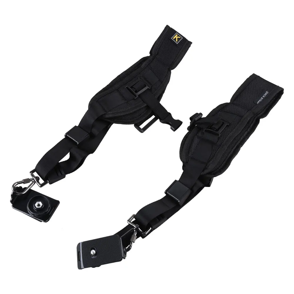 Black Double Dual Camera Shoulder Strap Quick Rapid Sling Camera Belt Adjustment for Canon for 2 Cameras Digital DSLR Strap