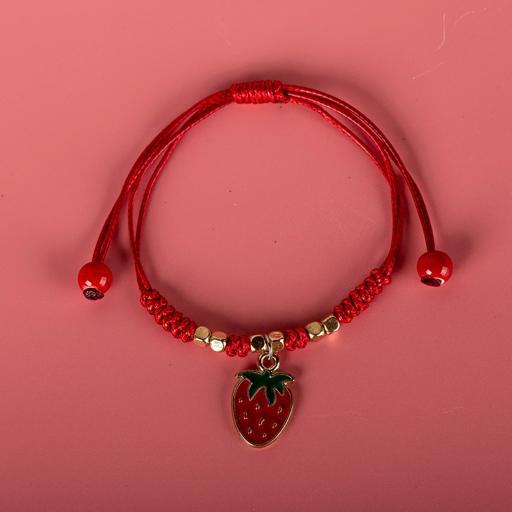 Strawberry Cherry Cartoon Fruit Alloy Accessories Hand Knitted Bracelet girl's Accessory Wholesale #82612