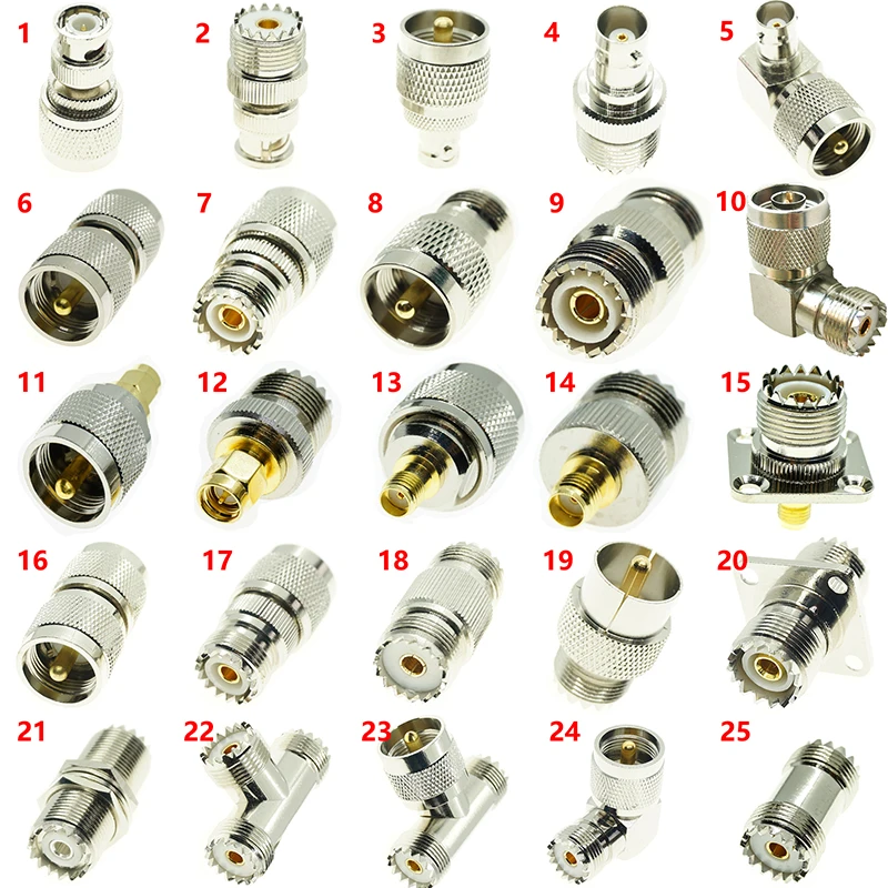 Uhf So239 Pl259 Naar Uhf Bnc N Sma So239 Pl259 Mannelijke Vrouwelijke Flens Mount Hoek Rf Coaxiale Coax Connector Adapter Messing Converter