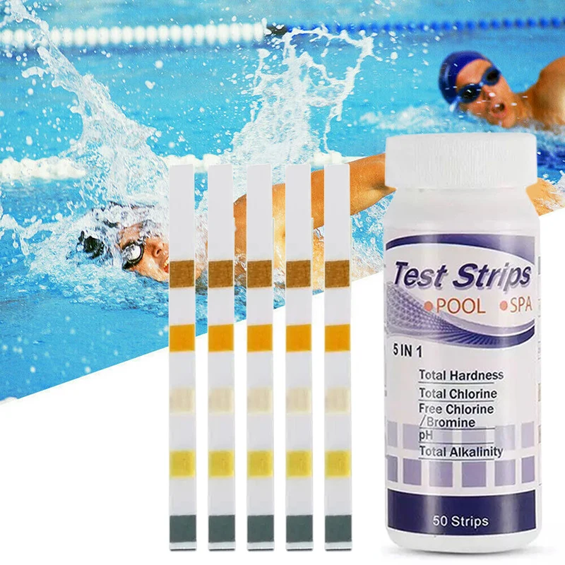 Tiras de prueba de Ph y Cloro multiusos, 50 piezas, para Piscina, Spa, jardín, piscinas al aire libre, probador de agua, Cloro de papel para Piscina