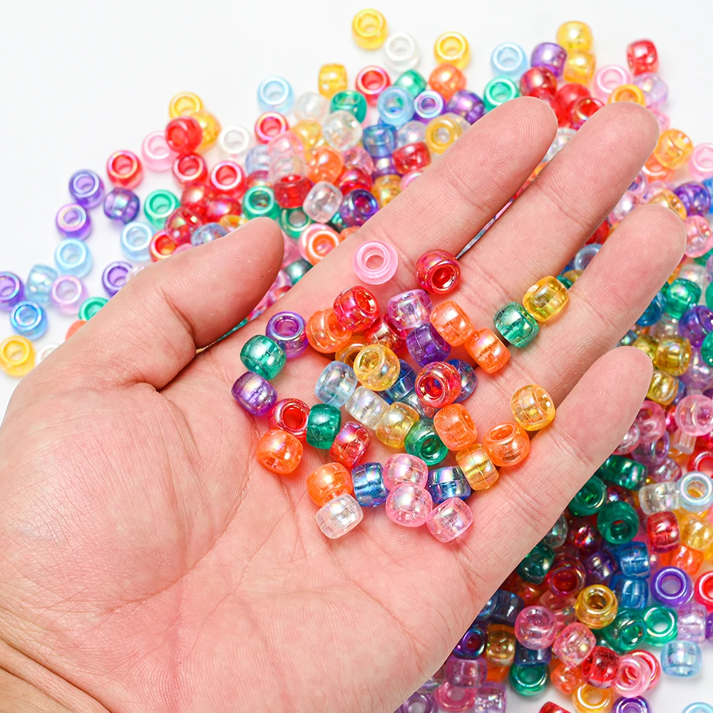 300 stücke 6*9mm Shiny Dreadlock Große Große Loch Acryl Perlen Seed Spacer Perlen für Schmuck Machen Halskette armband Hand