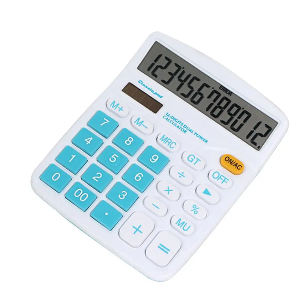 12 Digit Calculator Large Display Solar Power Battery Home Office School Tool Student Kids Calculator