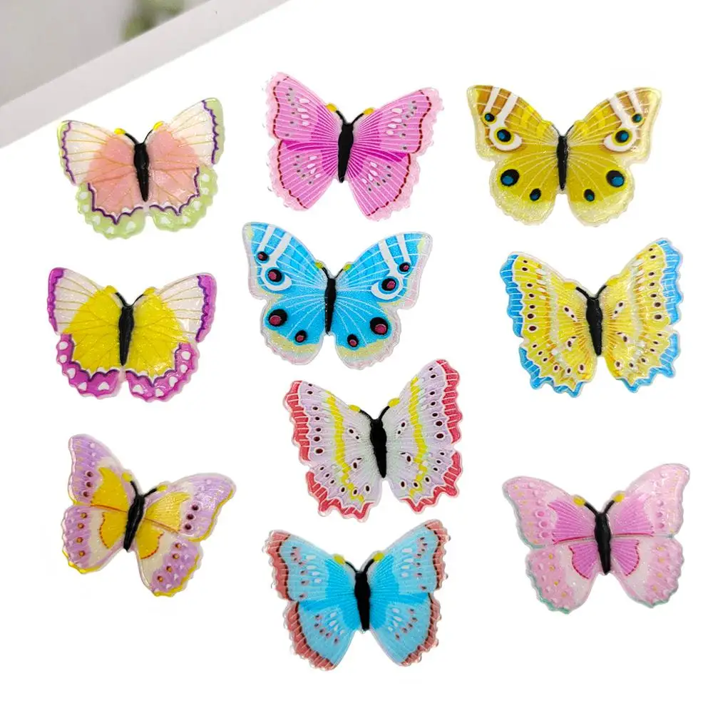 10pcs/lot planar resin butterfly new arrival with glitter resin cabochons accessories