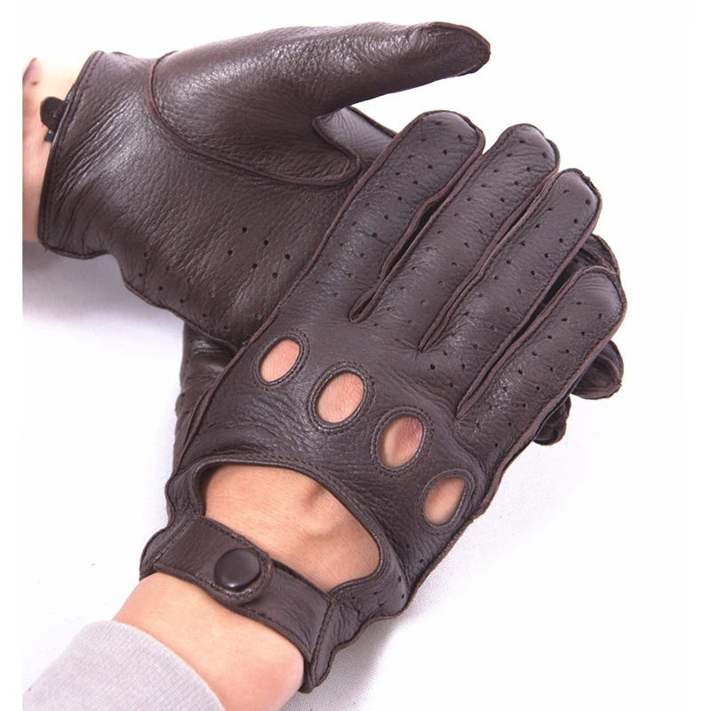 

High Quality Deerskin Gloves Male Real Leather Locomotive Driving Gloves Men Bent fingers Design More Comfortable EM087W