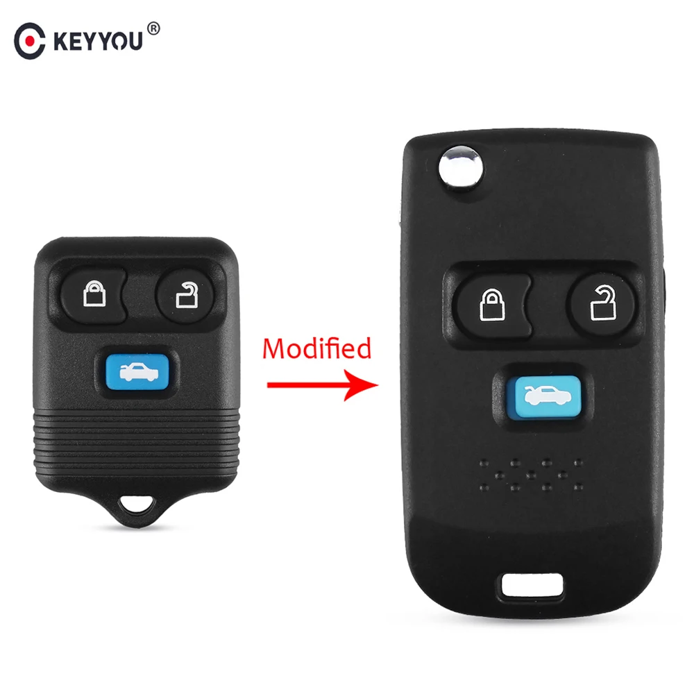 

KEYYOU 3 Buttons Modified Flip Remote Key Case Shell For Ford Focus Transit MK6 Connect Escape Explorer Sport Key Car FO21 Blade
