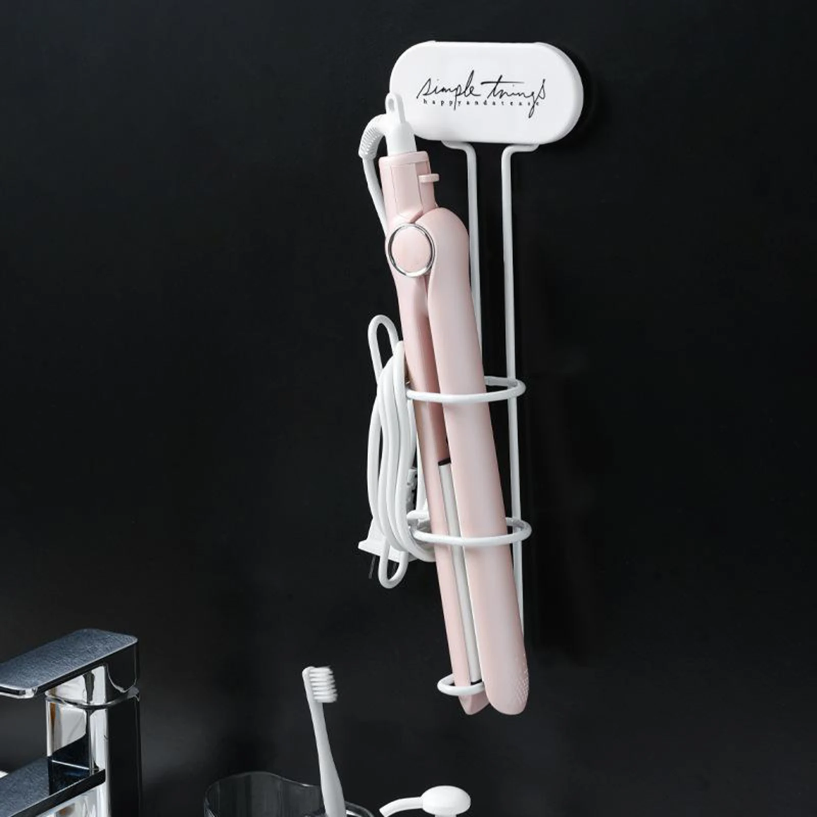 Bathroom Curling Iron Holder Wall-Mount Hair Straightener Holder Curler Rack Shelf Barber Salon Organizer Bathroom Accessories