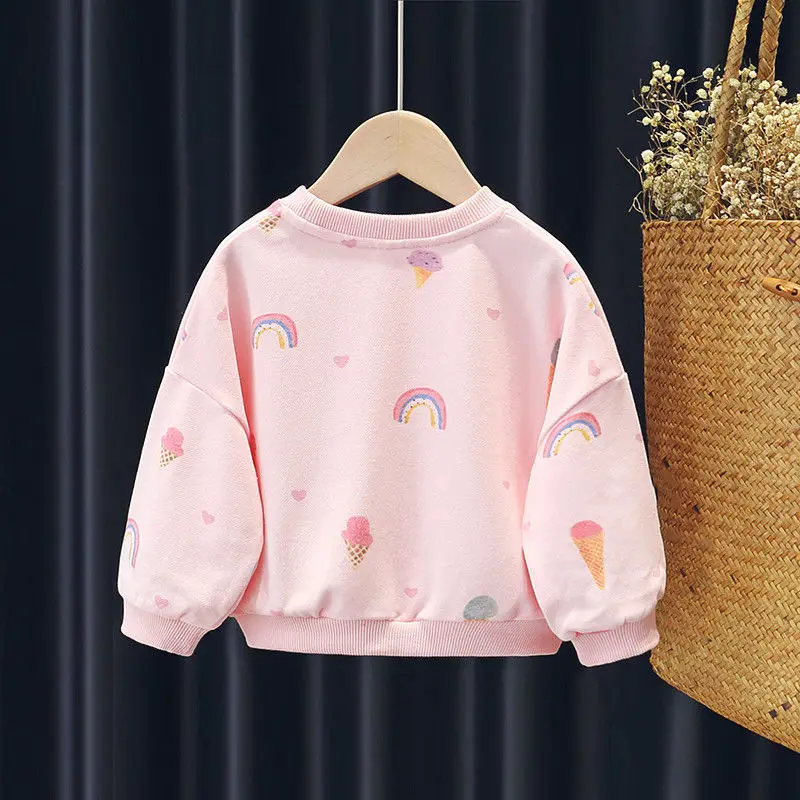 Girls T-shirt Spring and Autumn New Children\'s Fashion Outer Wear Long Sleeve T-shirt Top Cotton Girl Baby Round Neck Top