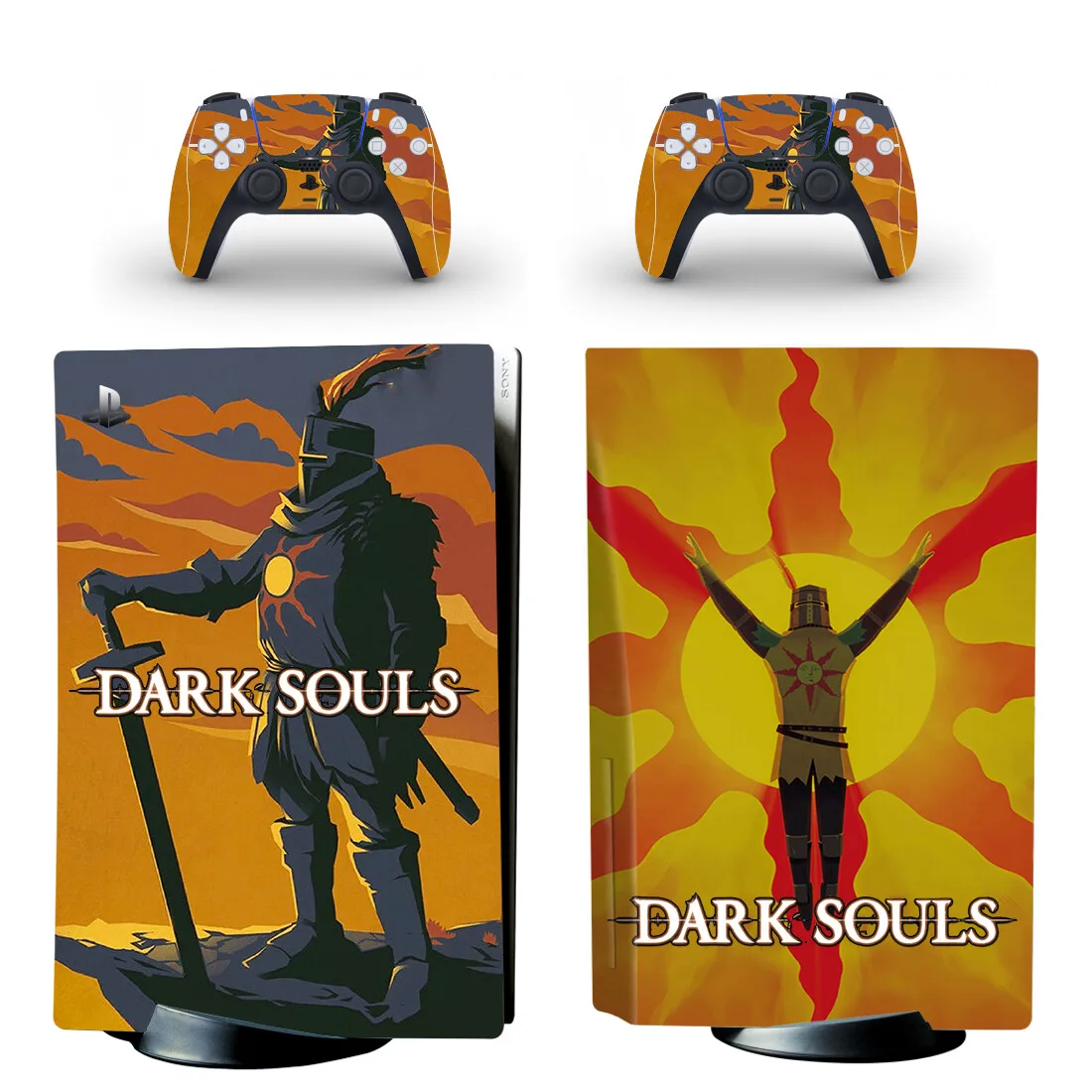 Dark Souls PS5 standardowa skórka naklejka naklejka na konsolę PlayStation 5 i 2 kontrolery PS5 Disk Skin Vinyl