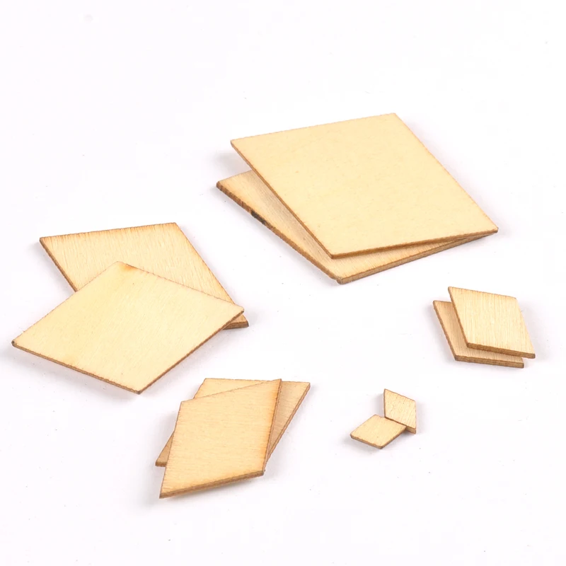 10-80mm Mix Parallelogram Wooden Scrapbooking Carft For Handmade Home Embellishments DIY Wood Circle Decoration 10-50mm M2199