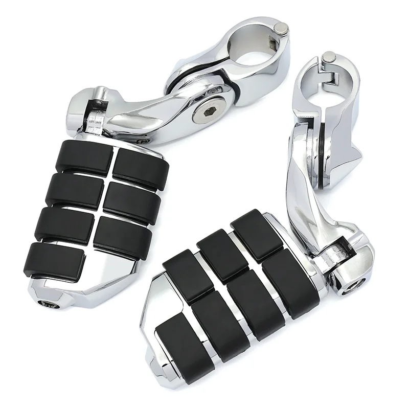 

Motorcycle Short Angled Adjustable Highway Pegs Foot Rests For Harley Touring Street Dyna Softail 1-1/4" 32mm Engine Guard Tubes