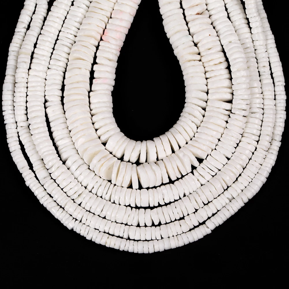 4/6/8mm Natural White Shell Beads Rondelle Round Mother Of Pearl Beads Necklace Bracelet Accessories For Jewelry Making Diy