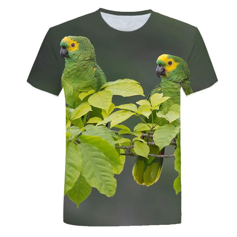 Fashion men\'s t-shirts With Parrot Pattern Summer 3D Casual Trend Color Print T-shirt Personality Funny Birds graphic t shirts