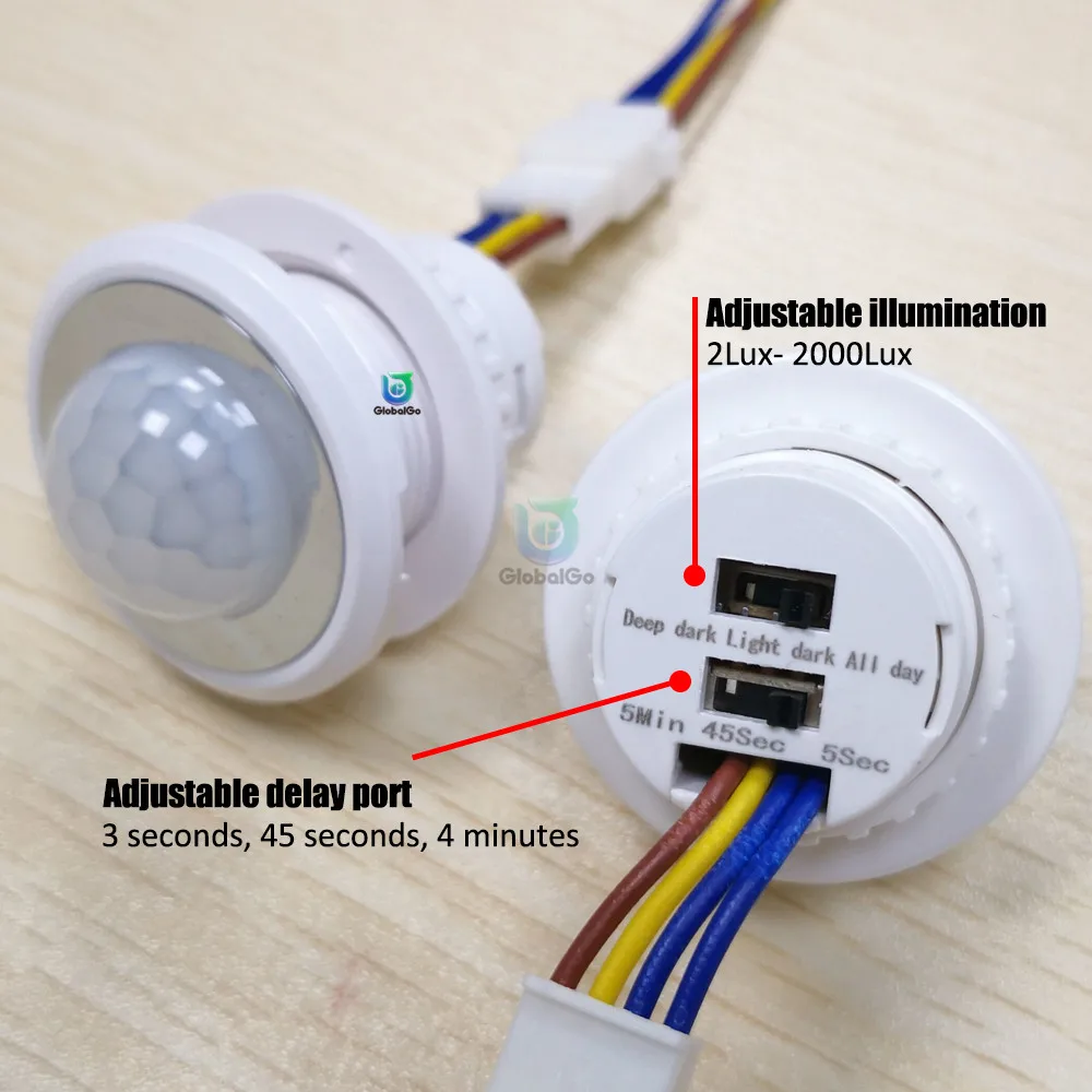 AC 85V-265V LED PIR ritardo regolabile rilevatore a infrarossi del corpo umano sensore di movimento a infrarossi IR interruttore della luce per la