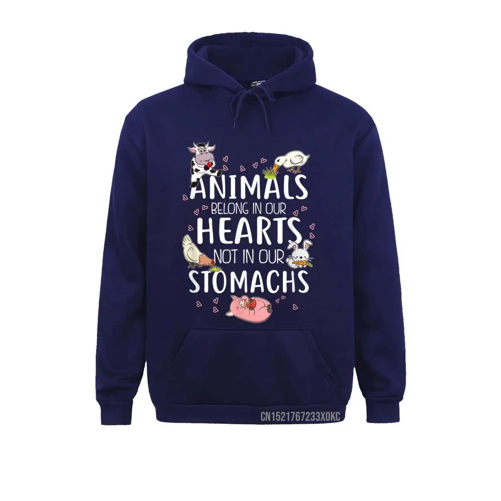 Animals Belong In Our Hearts Not In Stomachs Vegan Hoodie Casual Hoodies Cute Long Sleeve Men Sweatshirts Hip Hop Winter Clothes