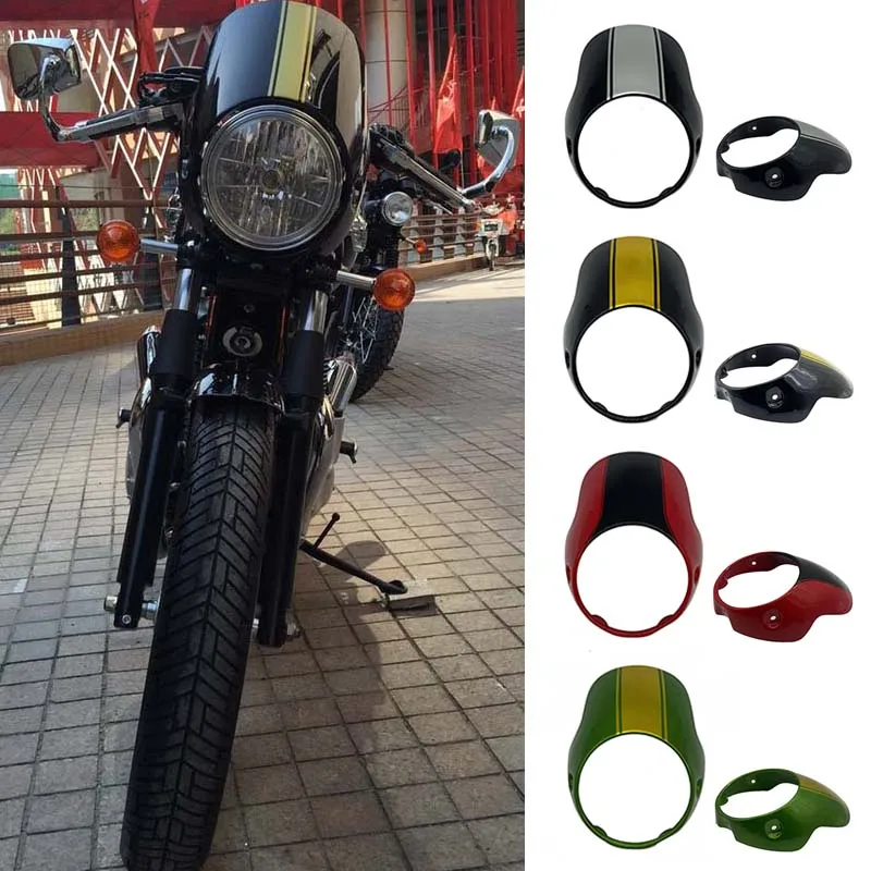 

7-дюймовая обтекатель фары мотоцикла, подходит для Triumph T100 T120 T900 Benelli 500, кожух молодых львов, можно настроить цвет