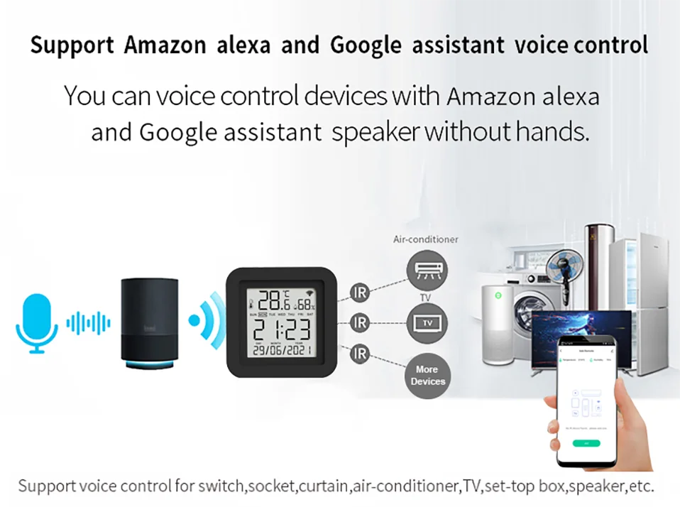 Tuya Smart WiFi Universal IR-Fernbedienung Temperatur-Feuchtigkeitssensor für Klimaanlage TV AC Funktioniert mit Alexa, Google Home Yandex – Detail 11