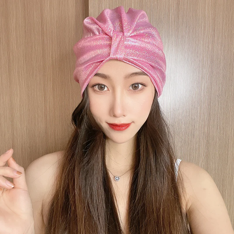 

Fashion Summer New Pool Swimming Hat for Women Multicolor Turban Long Hair Protector Large Pleated Bathing Cap Beach Shower