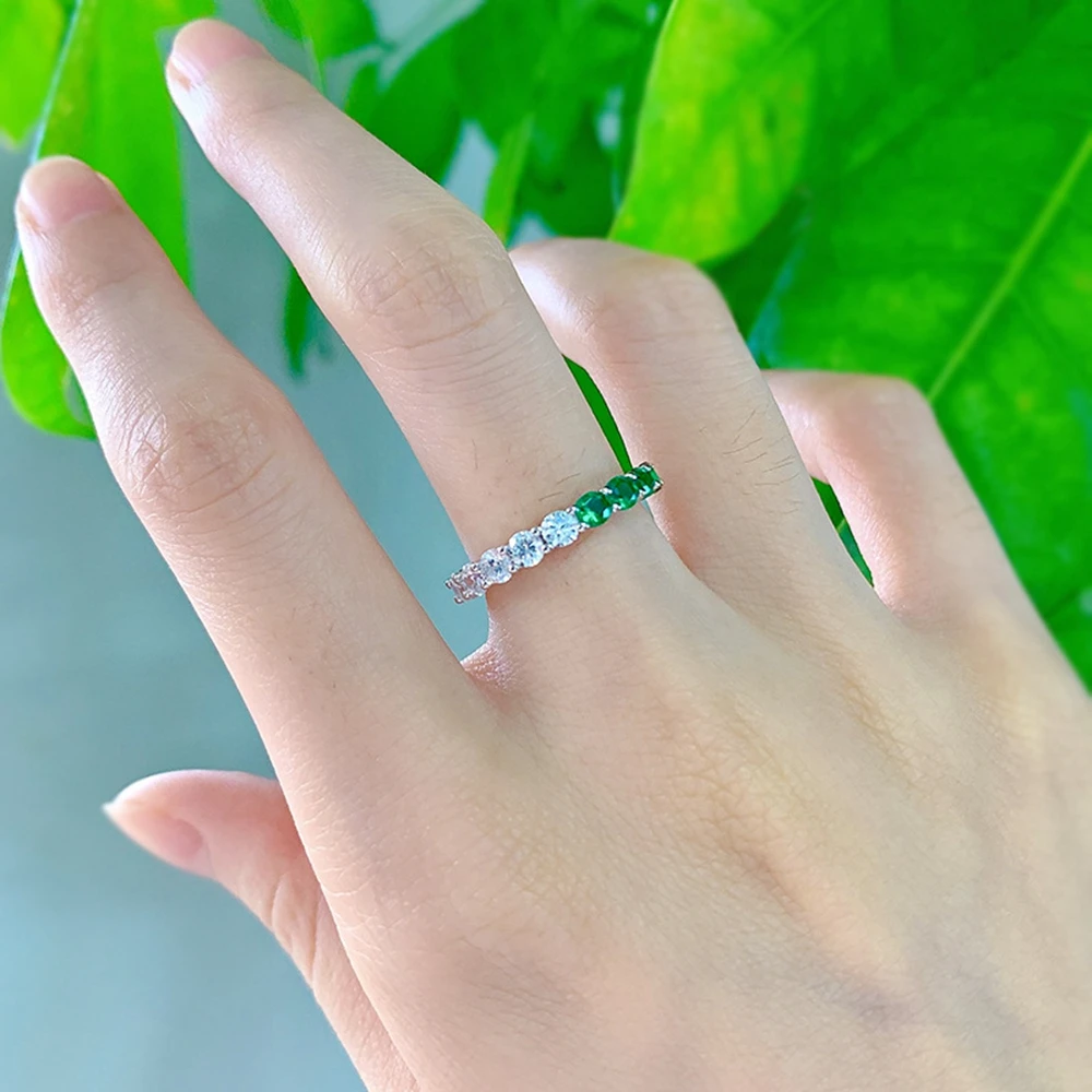 WUIHA romantyczny 925 srebro okrągły utworzono Moissanite szmaragd kamień ślub zaręczyny wiersz diamentowy pierścionek Fine Jewelry