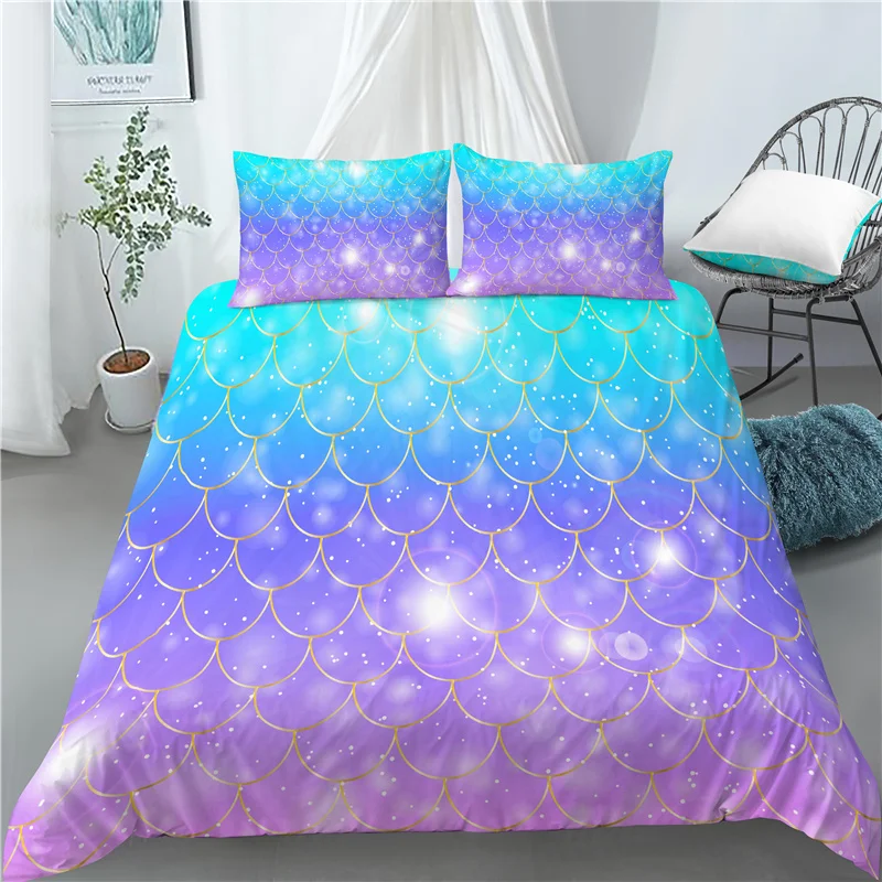 

Luxury 3D Mermaid Scales Print Home Living 2/3Pcs Comfortable Duvet Cover PillowCase Bedding Set Queen and King EU/US/AU Size