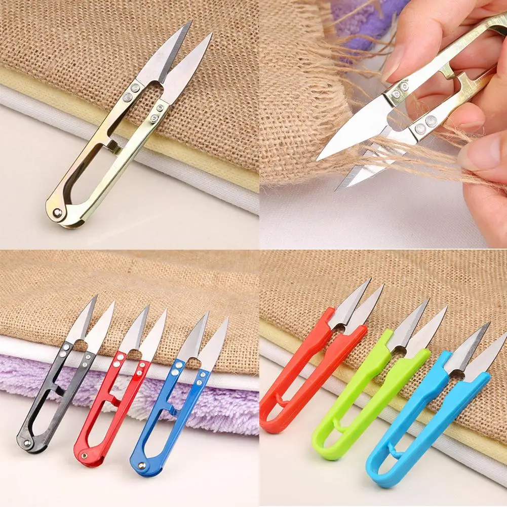 1Pcs ตัดเย็บกรรไกรสแตนเลส U รูปร่างตัด Clippers DIY เส้นด้าย Tailor Stitch Craft Home เครื่องมือเย็บปักถักร้อย