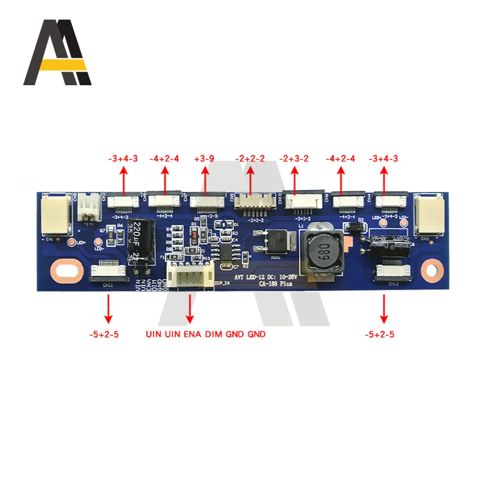 Inversor multifunction da placa atual constante do diodo emissor de luz de CA-188 15-27 polegadas para a saída da luz de fundo 18-60v placa de motorista 12 conectores