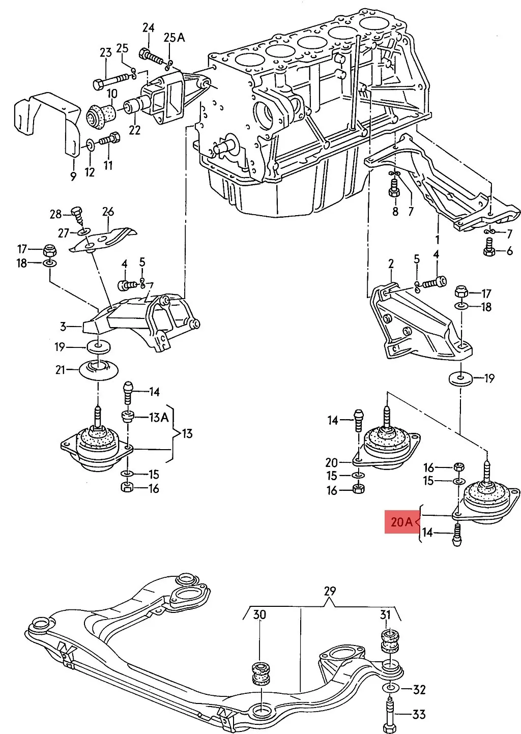 Baofeng Engine Rubber Pier Mounts for Audi 80 Avant Coupe Cabriolet 8A0199379C