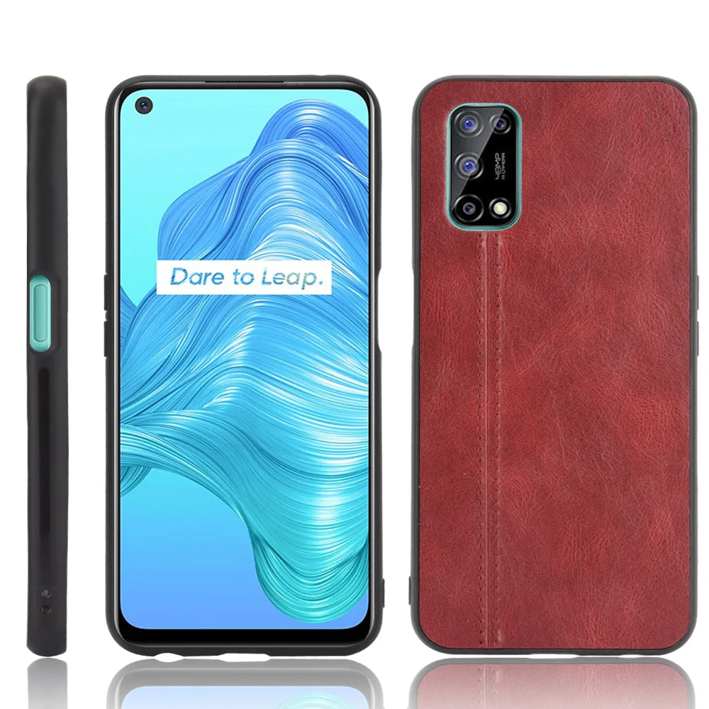 Realme V5 5G Case For OPPO Realme V5 Suture Calfskin Soft Edge PU Leather Hard Phone Bag Cover For Oppo Realme V5 5G V 5 Case