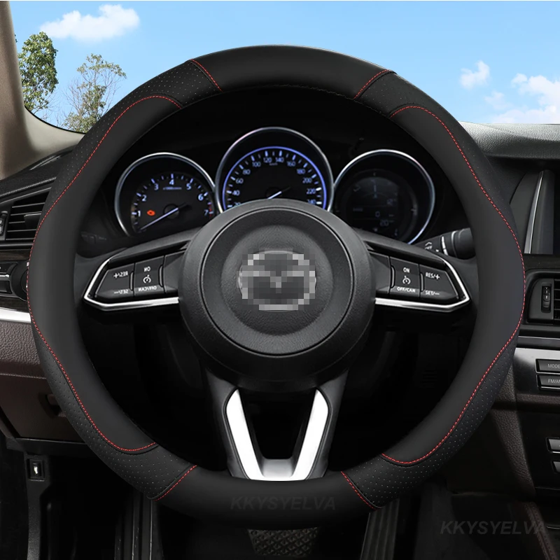 PU Leather Sport Car Steering Wheel Cover for Mazda CX-3 CX-4 CX-5 CX-7 CX-9 Anti-Slip Funda Volante Auto Accessories