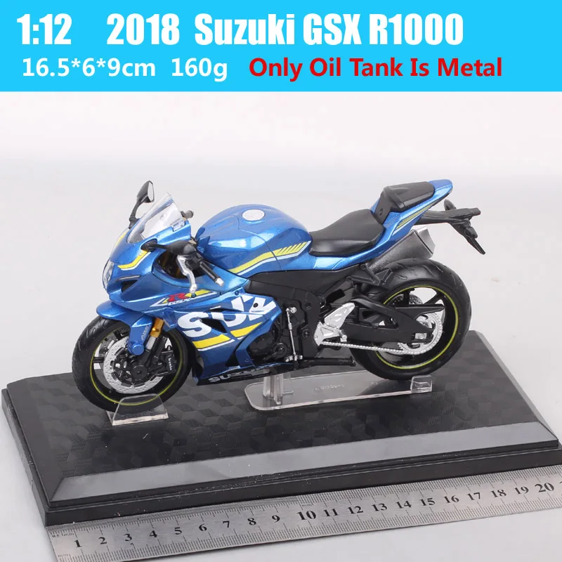 Kids 1/12 Scale 2018 Suzuki GSX-R1000 Sports Racing Motorcycle model Diecasts & Toy Vehicles moto bikes toy Replicas Gift Stand