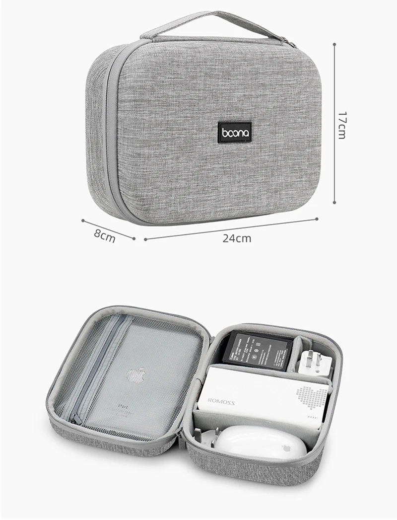 BOONA Hard Shell Electronic Accessories Organizer Case for iPad Cables Power Supply Hard Disk Power Supply Single Layer