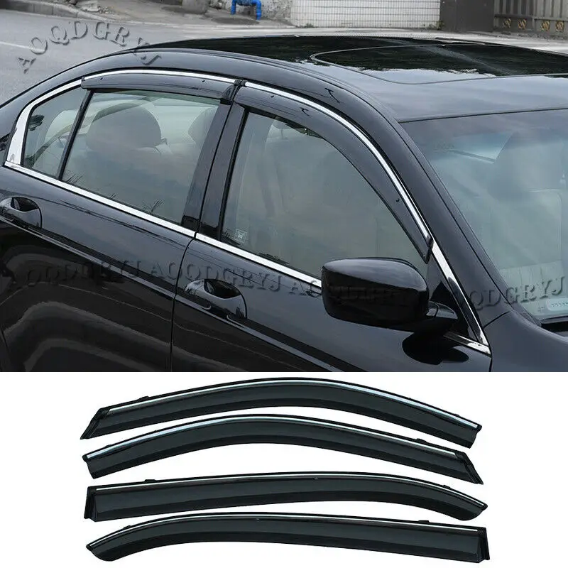 FITS For HONDA ACCORD SEDAN 2008-2012 SMOKED TAPE ON CHROME TRIM WINDOW VISOR Moulding Cover 4Pcs Car Accessories