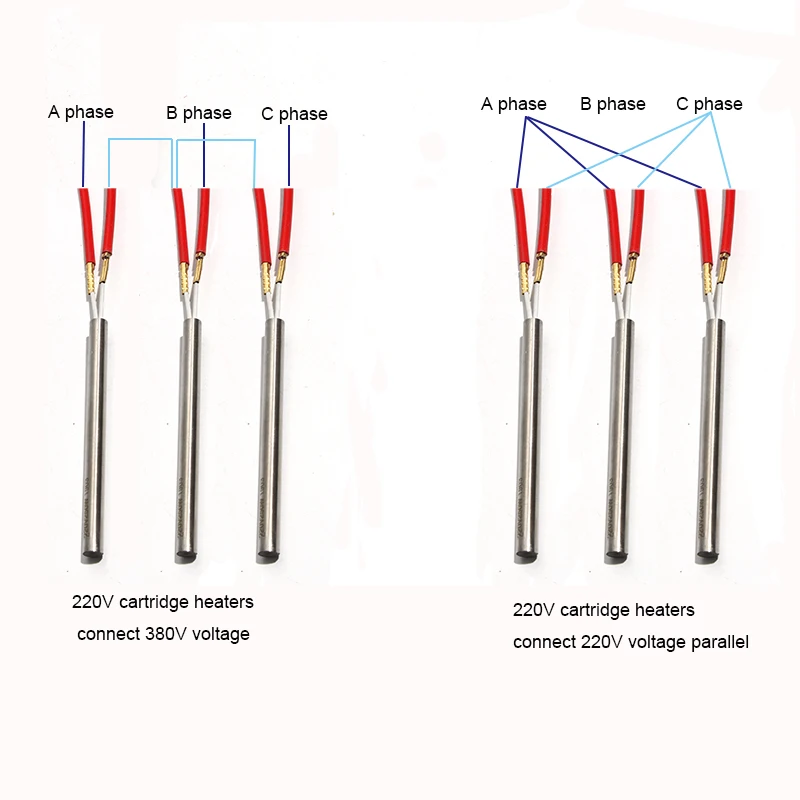 LUJINXUN 10pcs 8mm Cylindrical Cartridge Heating Element Mould Wired Cartridge Heater 50/52/55/58/60mm 100W/110W/120W 110V/220V